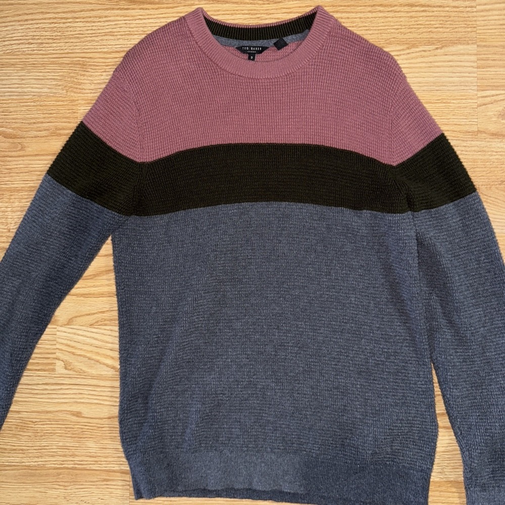 Ted Baker London Colorblock Texture Crewneck Jumper Sz 3 Medium